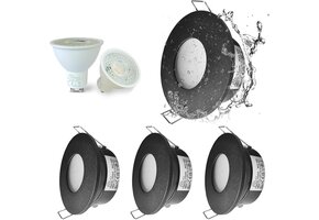 Waterdichte LED Inbouwspot Zwart 5W GU10 - 6000K Koel Wit - 40% Korting