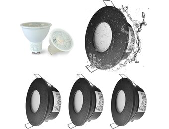 Waterdichte LED Inbouwspot Zwart IP65 5W GU10 - 33% Korting