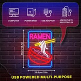 Roze LED Neonbord 'Ramen' 33% Korting | Dimbare Acryl Lichtreclame