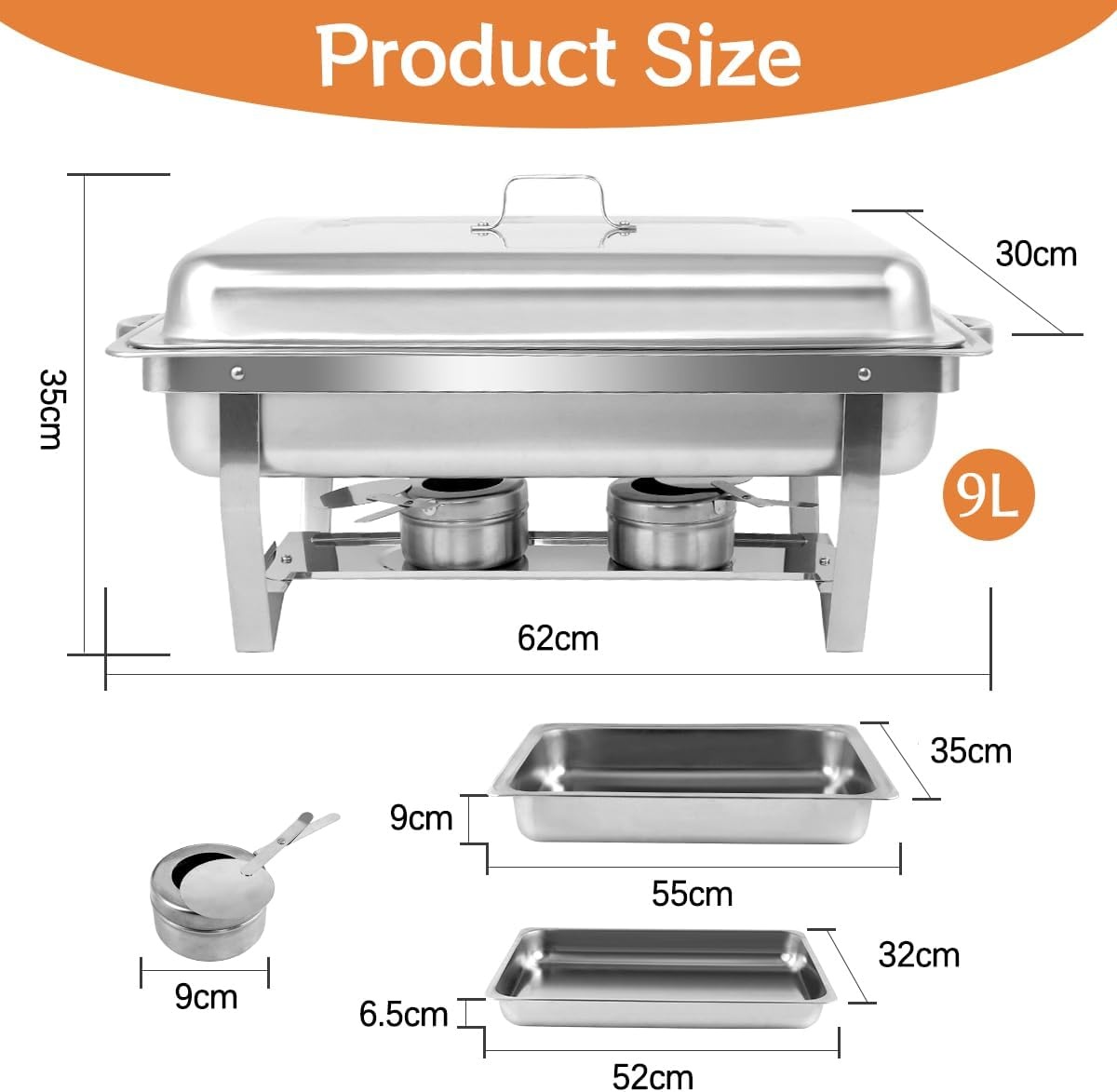 Elektrische Chafing Dish Set 9L RVS - 4 Stuks - 54% Korting