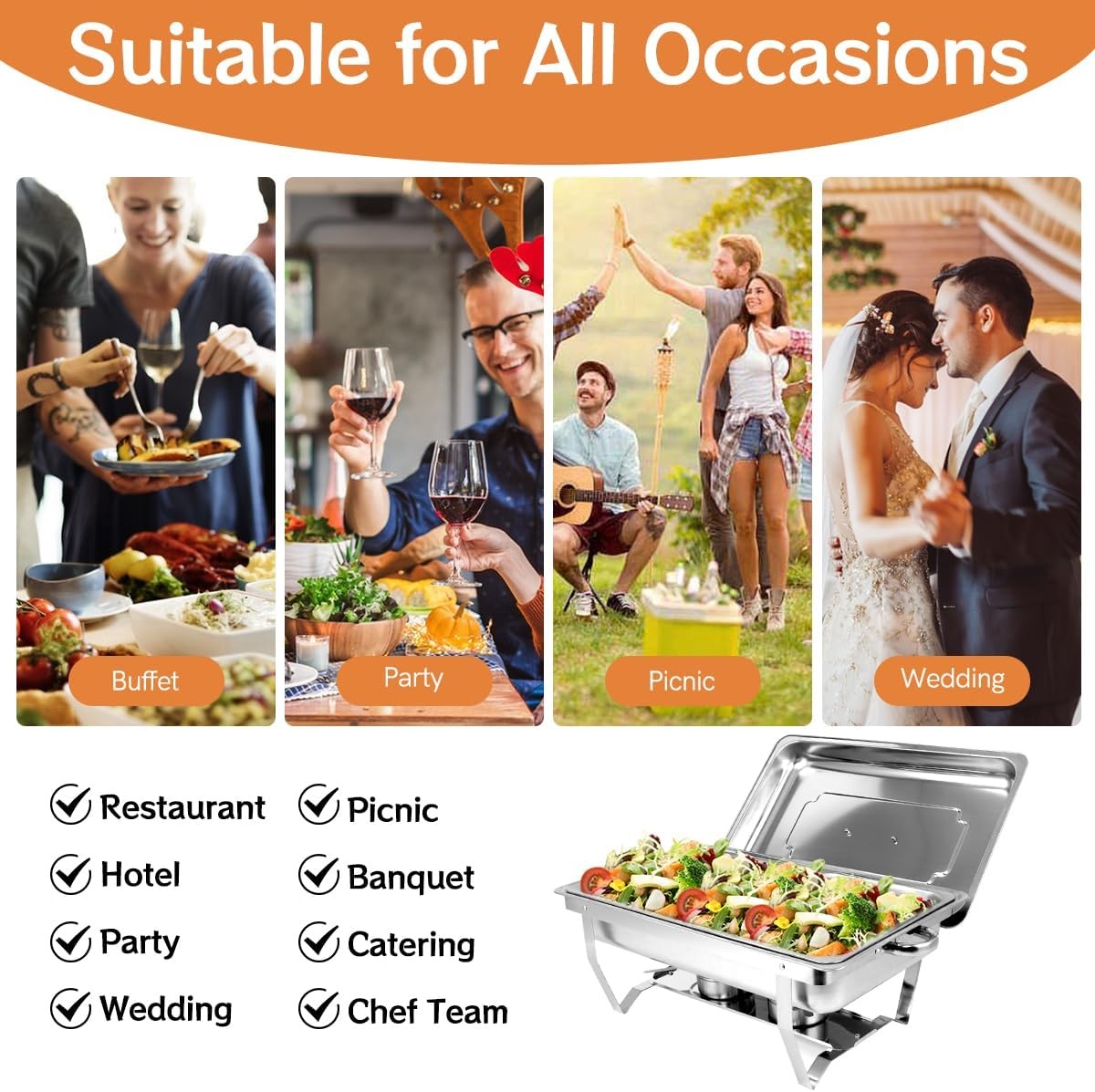Elektrische Chafing Dish Set 9L RVS - 4 Stuks - 54% Korting