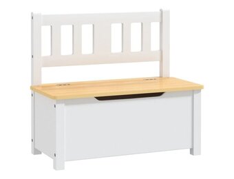 vidaXL Kinderopbergbankje 60x30x55 cm MDF wit en beige