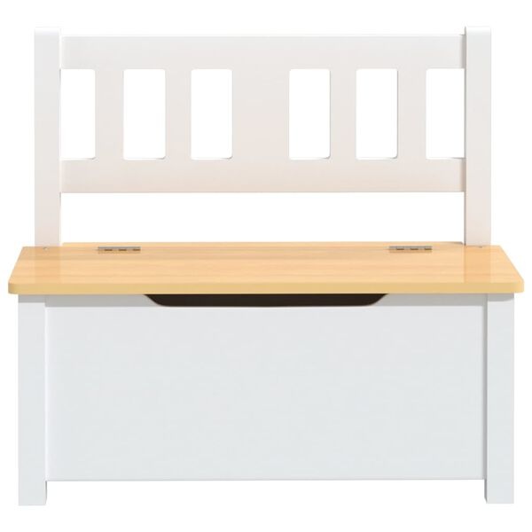 vidaXL Kinderopbergbankje 60x30x55 cm MDF wit en beige