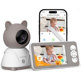 12,7 cm (5 inch) 2 K/3 MP babycamera, 360° PTZ babyfoon met camera en dual displayvoorbeeld, bidirectionele communicatie, HD-nachtzicht, alarmsignalen bij wagen en beweging