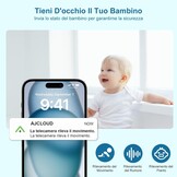 12,7 cm (5 inch) 2 K/3 MP babycamera, 360° PTZ babyfoon met camera en dual displayvoorbeeld, bidirectionele communicatie, HD-nachtzicht, alarmsignalen bij wagen en beweging