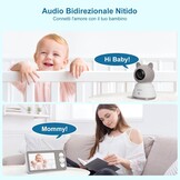 12,7 cm (5 inch) 2 K/3 MP babycamera, 360° PTZ babyfoon met camera en dual displayvoorbeeld, bidirectionele communicatie, HD-nachtzicht, alarmsignalen bij wagen en beweging