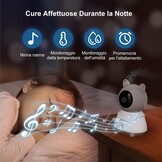 12,7 cm (5 inch) 2 K/3 MP babycamera, 360° PTZ babyfoon met camera en dual displayvoorbeeld, bidirectionele communicatie, HD-nachtzicht, alarmsignalen bij wagen en beweging