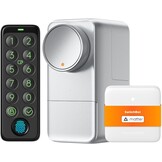 SwitchBot WiFi Slimme Lock Pro met Touchscreen Toetsenbord, Vingerafdruk, Keyless, Bluetooth Elektronische Serrure, IP65 Weerbestendig, Past op uw bestaande Deurbout, Ondersteunt Matter Alexa Google