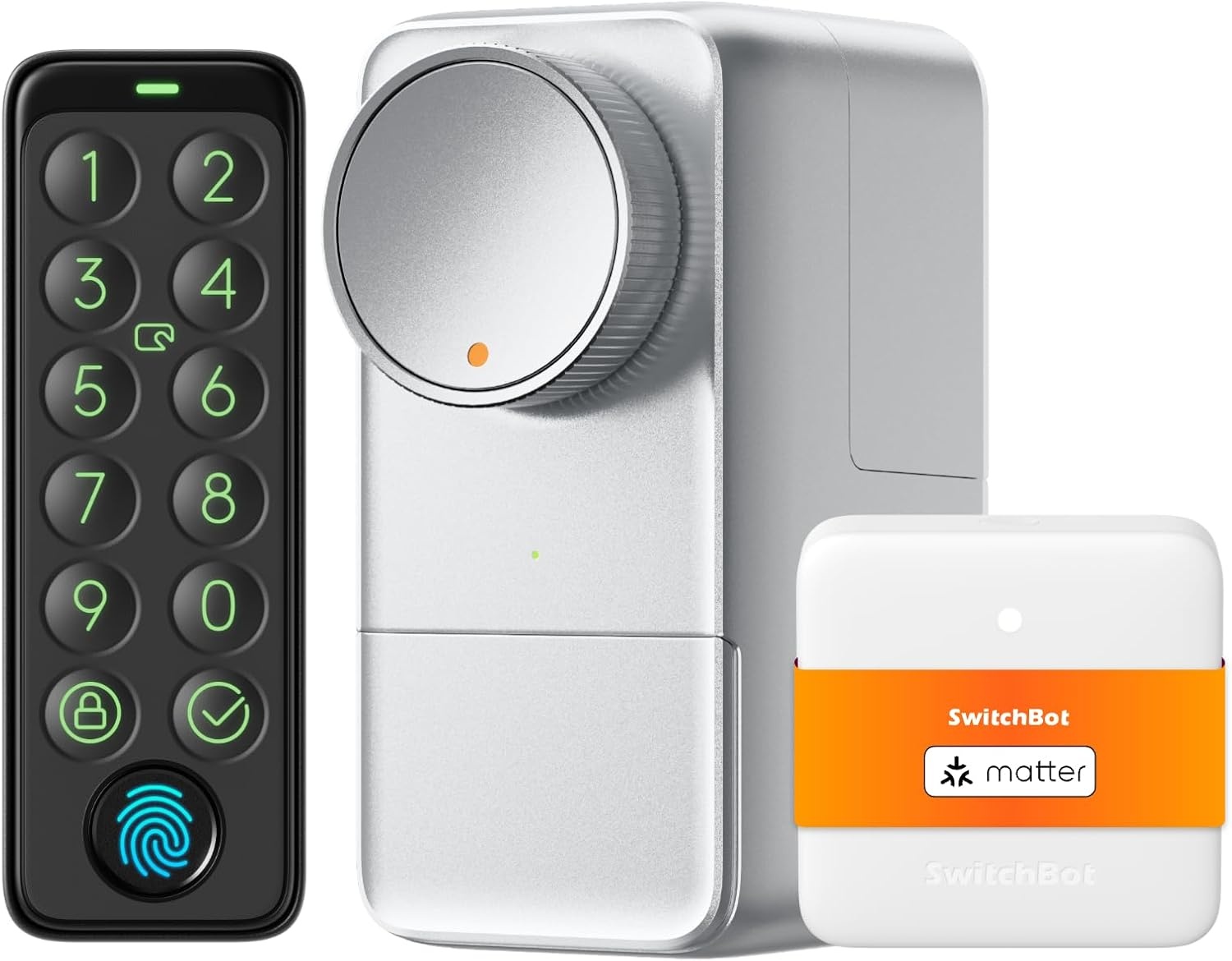 SwitchBot WiFi Slimme Lock Pro met Touchscreen Toetsenbord, Vingerafdruk, Keyless, Bluetooth Elektronische Serrure, IP65 Weerbestendig, Past op uw bestaande Deurbout, Ondersteunt Matter Alexa Google