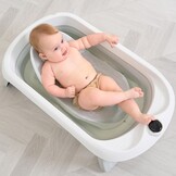 Opvouwbaar babybad met badstoel en geïntegreerde thermometer, kinderbad met 5 ballen en gratis badzitje, ideaal als geboortecadeau voor meisjes of jongens