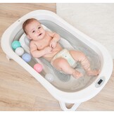 Opvouwbaar babybad met badstoel en geïntegreerde thermometer, kinderbad met 5 ballen en gratis badzitje, ideaal als geboortecadeau voor meisjes of jongens