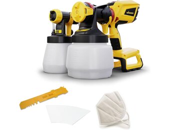 WAGNER accu-verfspuitsysteem W 600 FLEXiO 18V (batterij en lader zijn niet bij de levering inbegrepen) voor muur/latexverven, lakken en houtbeschermingsmiddelen./beits, reservoir 1300 ml + 800 ml