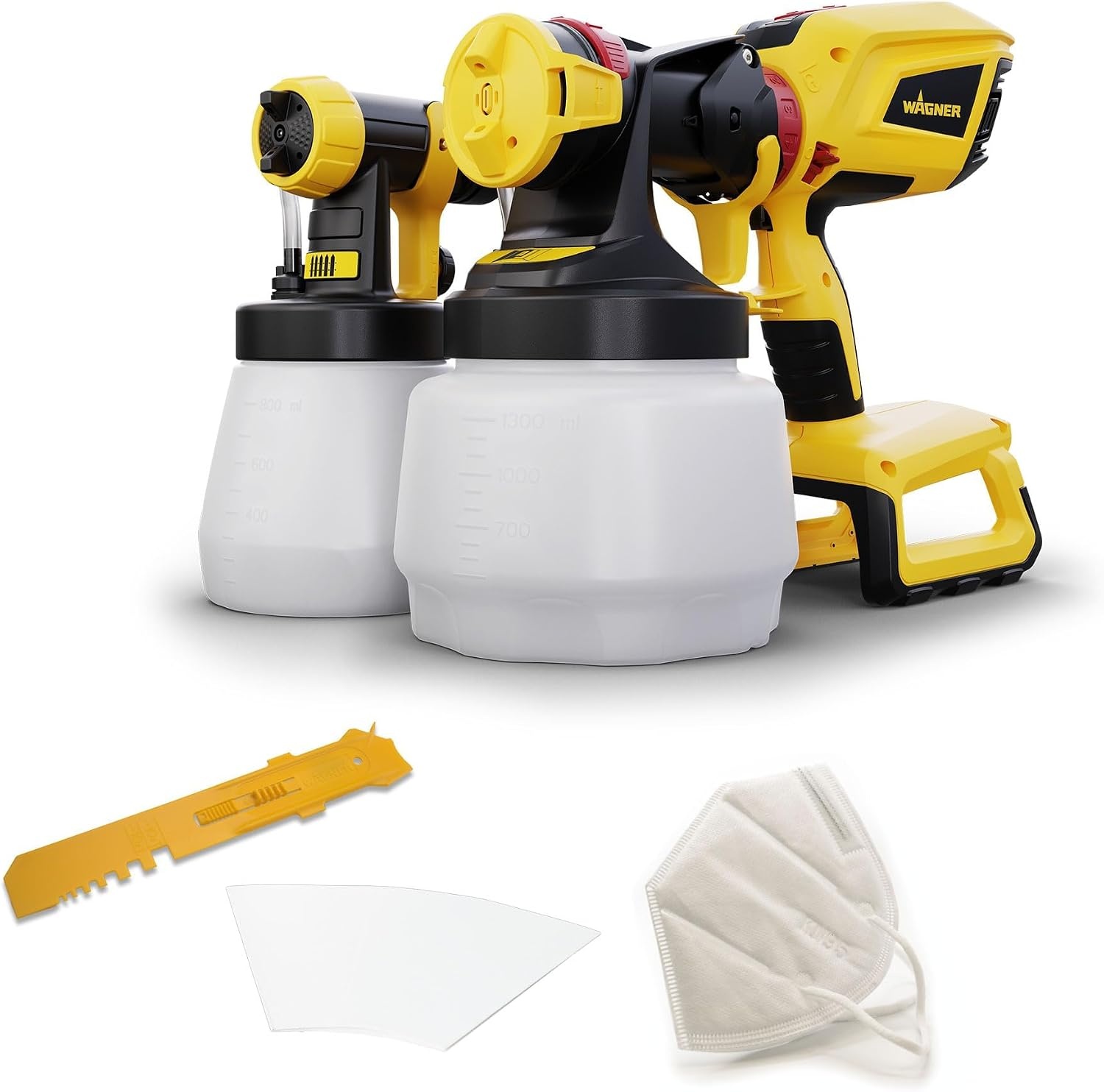 WAGNER accu-verfspuitsysteem W 600 FLEXiO 18V (batterij en lader zijn niet bij de levering inbegrepen) voor muur/latexverven, lakken en houtbeschermingsmiddelen./beits, reservoir 1300 ml + 800 ml