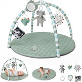 Blissful Diary Baby Play Gym, Baby Activity Mat Met 6 Verwijderbare Speelgoed, Eenvoudig Te Installeren En Reinigen, Essentieel Babypakket Babycadeaus, Saliegroen
