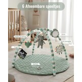 Blissful Diary Baby Play Gym, Baby Activity Mat Met 6 Verwijderbare Speelgoed, Eenvoudig Te Installeren En Reinigen, Essentieel Babypakket Babycadeaus, Saliegroen