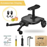 Buggy-board voor alle kinderwagens, Vihir Kiddy Board met zitting, treeplank meerijplank universeel geschikt voor kinderen van 2-6 jaar, met een maximale belasting van 25 kg (zwart)