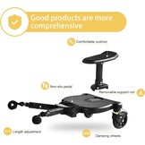 Buggy-board voor alle kinderwagens, Vihir Kiddy Board met zitting, treeplank meerijplank universeel geschikt voor kinderen van 2-6 jaar, met een maximale belasting van 25 kg (zwart)
