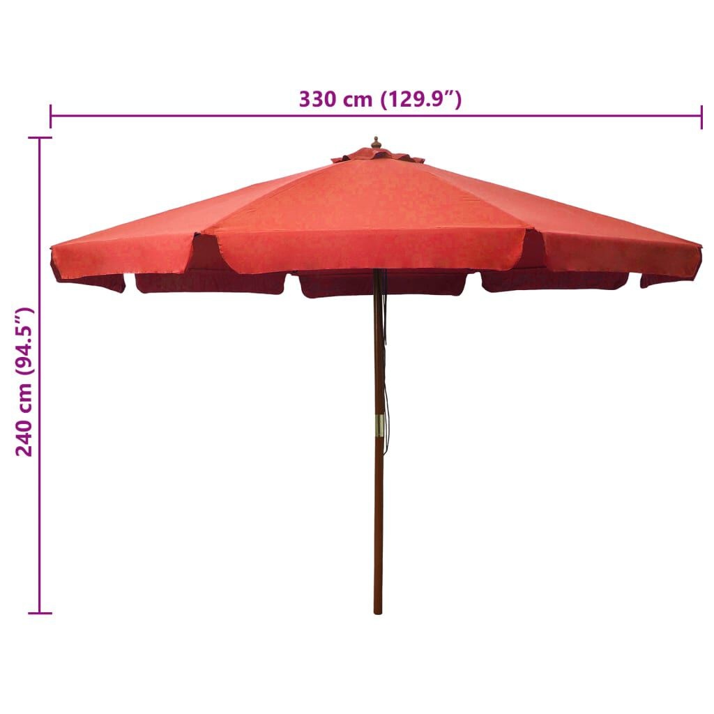 Parasol 330cm Terracotta Hout - 35% Korting