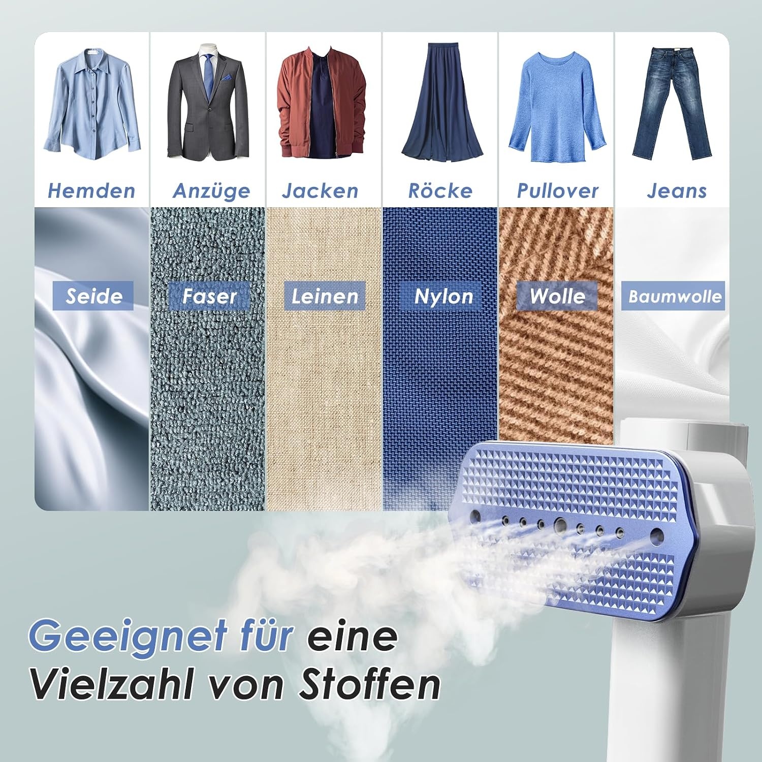 Stoomstrijkijzer, 2-in-1 handstomer voor kleding en strijkijzer voor kleding, 1200 W, 10 minuten continue stoom, 0,8 kg licht, reisstoomstrijkijzerstations, voor onderweg en thuis