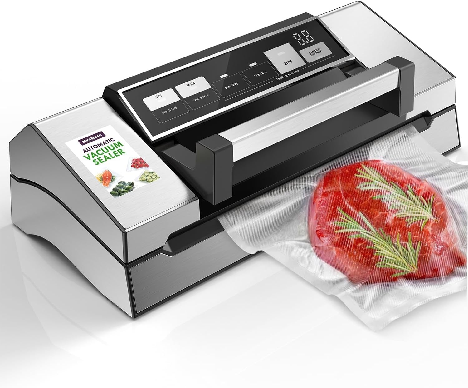 Mesliese Vacuümmachine 140W - Krachtige Vacuümsealer met Dubbele Sealstrip - Zilver