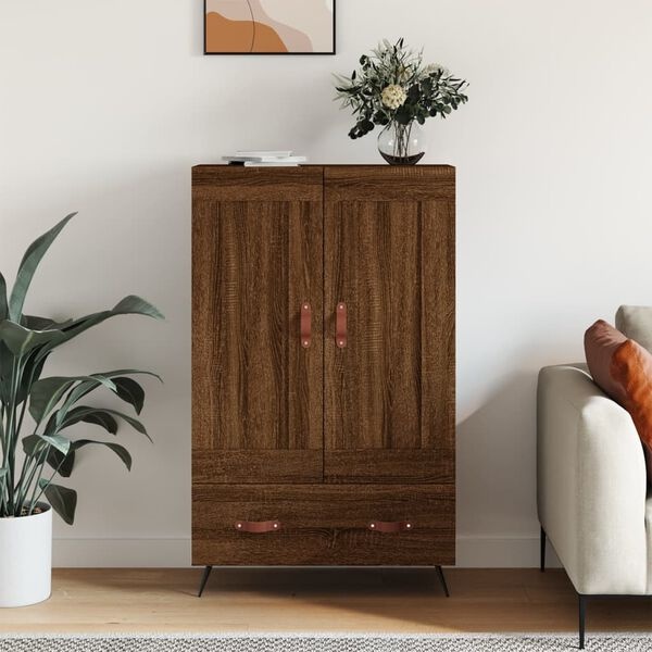 vidaXL Hoge kast 69,5x31x115 cm bewerkt hout bruin eikenkleur