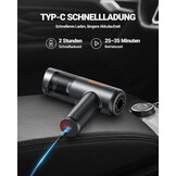 Handstofzuiger, 32000 Pa mini-accustofzuiger, draadloos, zelflediging met 1 knop met borstelloze motor van 40.0000 tpm, ideaal voor dierenharen, auto, huishouden
