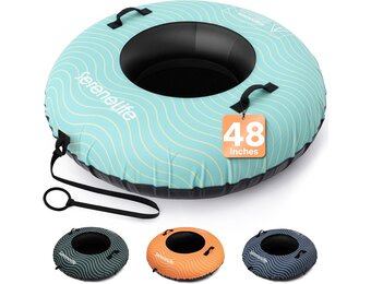 SereneLife Opblaasbare Snow Tube 122 cm - Sneeuwband met Handvatten en Trekkoord - Blauw