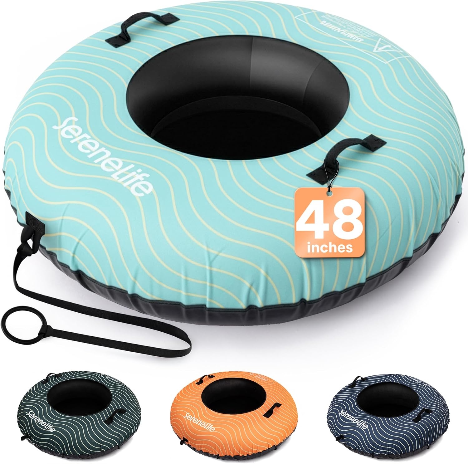 SereneLife Opblaasbare Snow Tube 122 cm - Sneeuwband met Handvatten en Trekkoord - Blauw