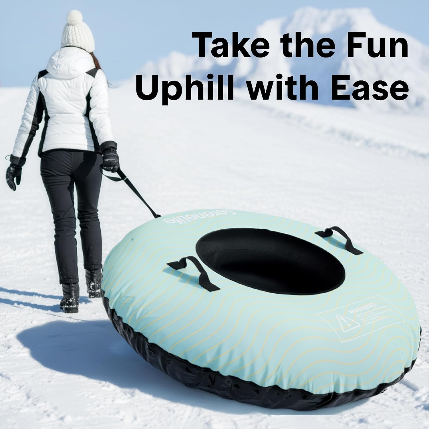 SereneLife Opblaasbare Snow Tube 122 cm - Sneeuwband met Handvatten en Trekkoord - Blauw