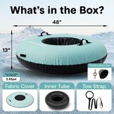 SereneLife Opblaasbare Snow Tube 122 cm - Sneeuwband met Handvatten en Trekkoord - Blauw