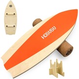 Balansbord met kurkroller voor kernkrachttraining, houten balansbord voor gymnastiek en coördinatietraining, fitness, yoga, geschikt voor volwassenen en jongeren, oranje