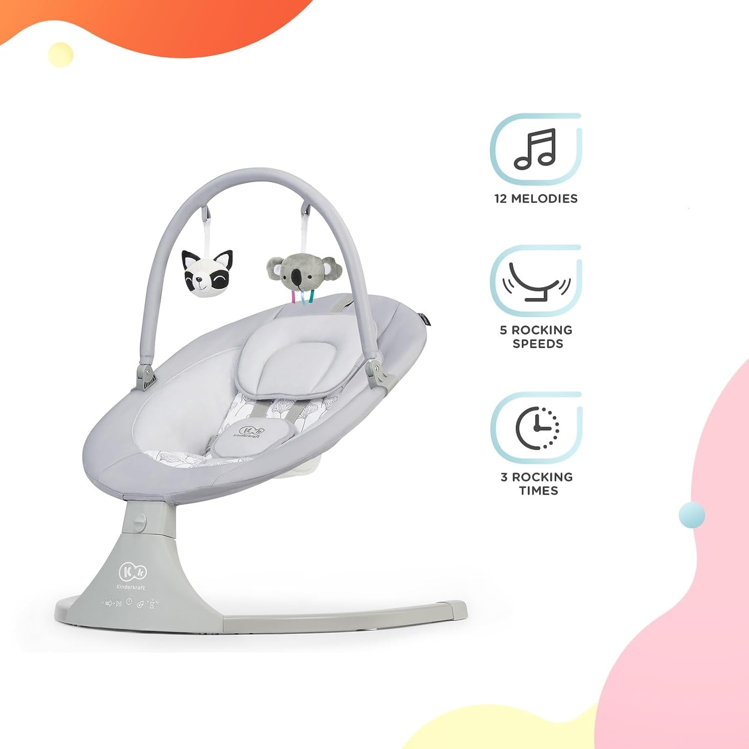 Kinderkraft LULI Elektrische babywippenstoel Grijs