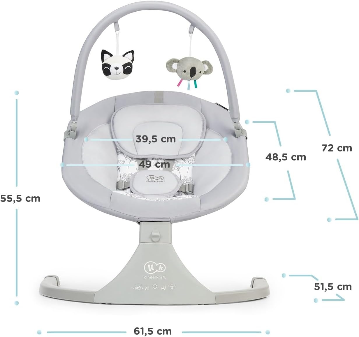 Kinderkraft LULI Elektrische babywippenstoel Grijs