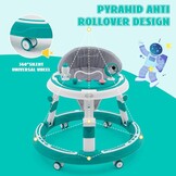 3-in-1 Babyloopwagen met Speelcentrum en Verstelbare Zitting - Turquoise