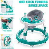 3-in-1 Babyloopwagen met Speelcentrum en Verstelbare Zitting - Turquoise