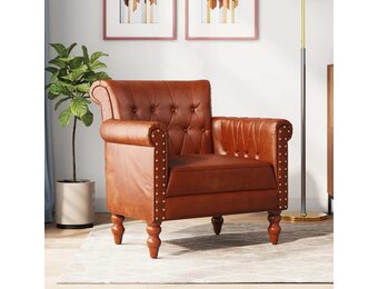 vidaXL Fauteuil echt geitenleer bruin