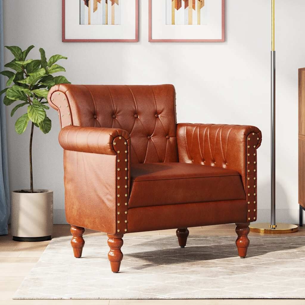 vidaXL Fauteuil echt geitenleer bruin