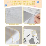 Grote en Opvouwbare Babybox voor Peuters: 127 x 127 x 75 cm Babybox voor Binnen en Buiten met 20 Oceaanballen, 1 Basketbalring, 4 Handgrepen en 1 Reistas - Ideale Speelruimte voor Kinderen