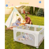 Grote en Opvouwbare Babybox voor Peuters: 127 x 127 x 75 cm Babybox voor Binnen en Buiten met 20 Oceaanballen, 1 Basketbalring, 4 Handgrepen en 1 Reistas - Ideale Speelruimte voor Kinderen