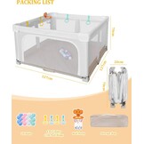 Grote en Opvouwbare Babybox voor Peuters: 127 x 127 x 75 cm Babybox voor Binnen en Buiten met 20 Oceaanballen, 1 Basketbalring, 4 Handgrepen en 1 Reistas - Ideale Speelruimte voor Kinderen