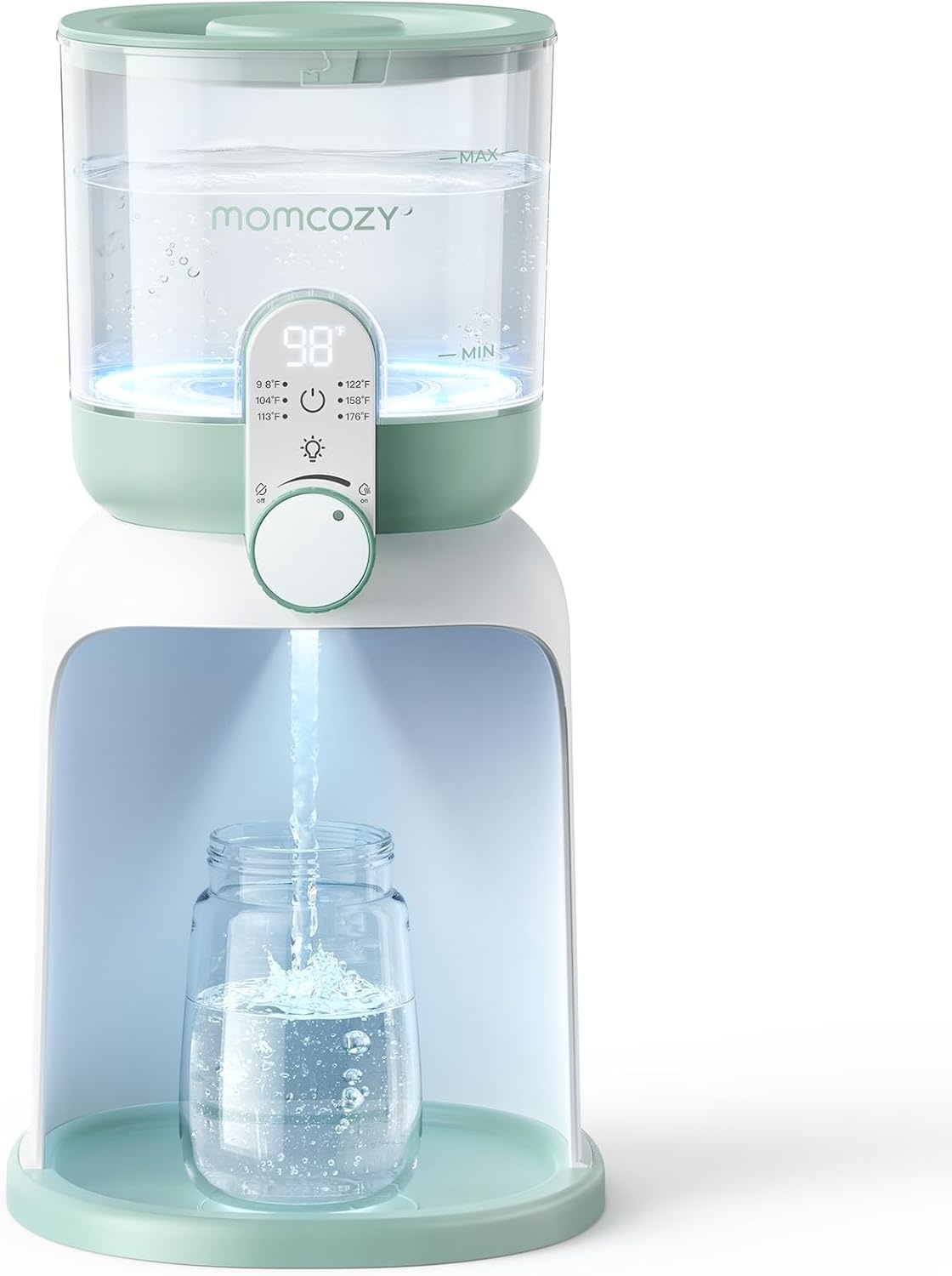Momcozy Flessenmaker baby met dubbel licht, snelle flessenwarmer voor melkbereiding, 1,69 liter groot volume, melkbereider met 6 temperatuurniveaus, basisuitrusting voor borstvoeding