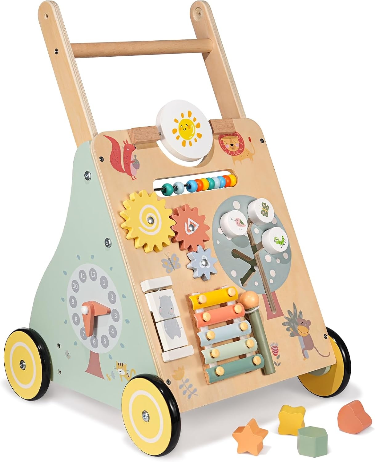 Montessori Babyloopwagen, hout, loophulp om te leren lopen, Montessori speelgoed, multifunctioneel, houten speelgoed voor peuters, babywandelspeelgoed voor kinderen, cadeau voor jongens en meisjes