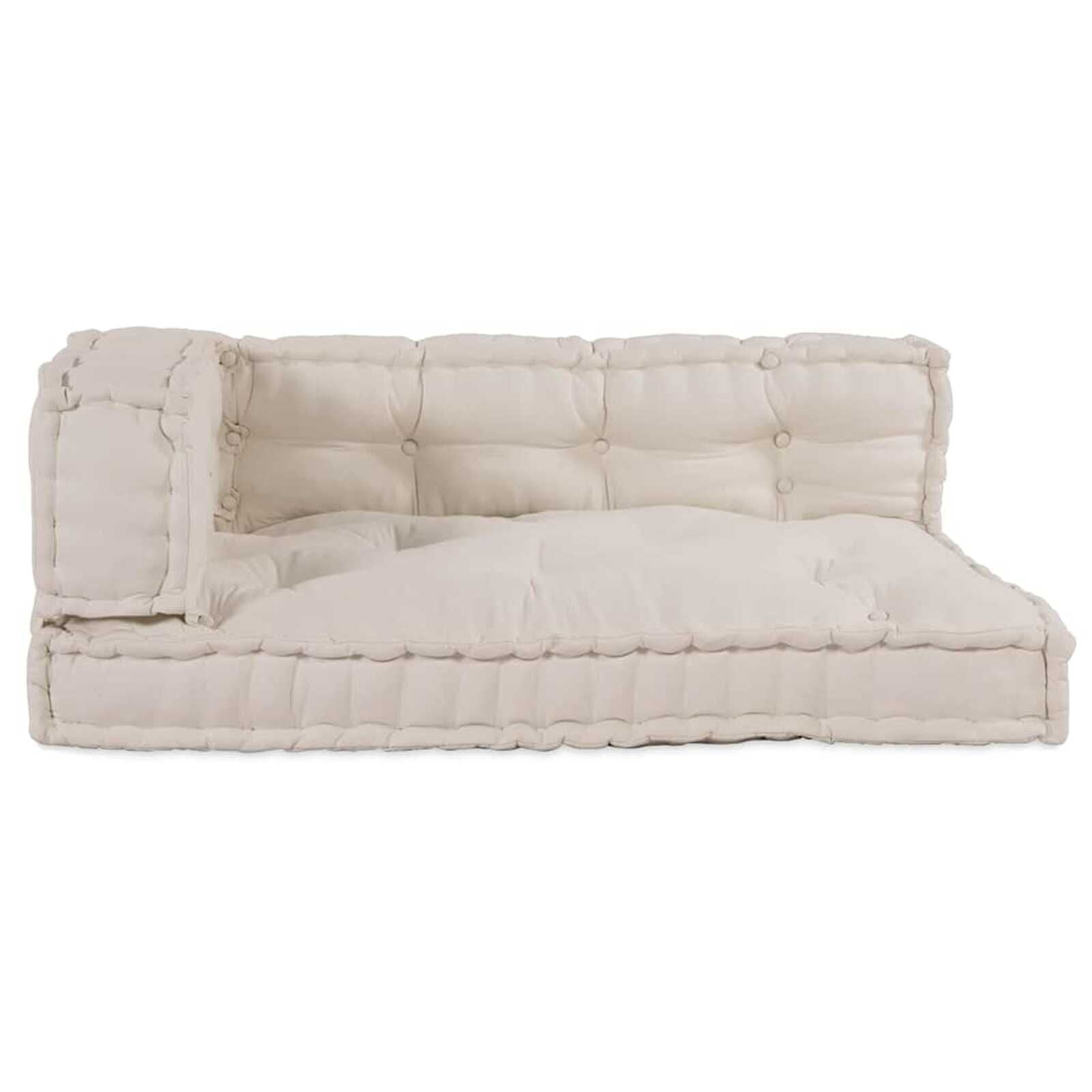 vidaXL Pallet Sofa Kussen 3 pcs Crème Stof