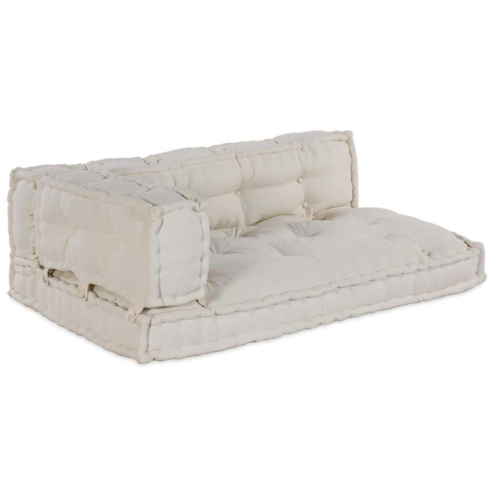 vidaXL Pallet Sofa Kussen 3 pcs Crème Stof