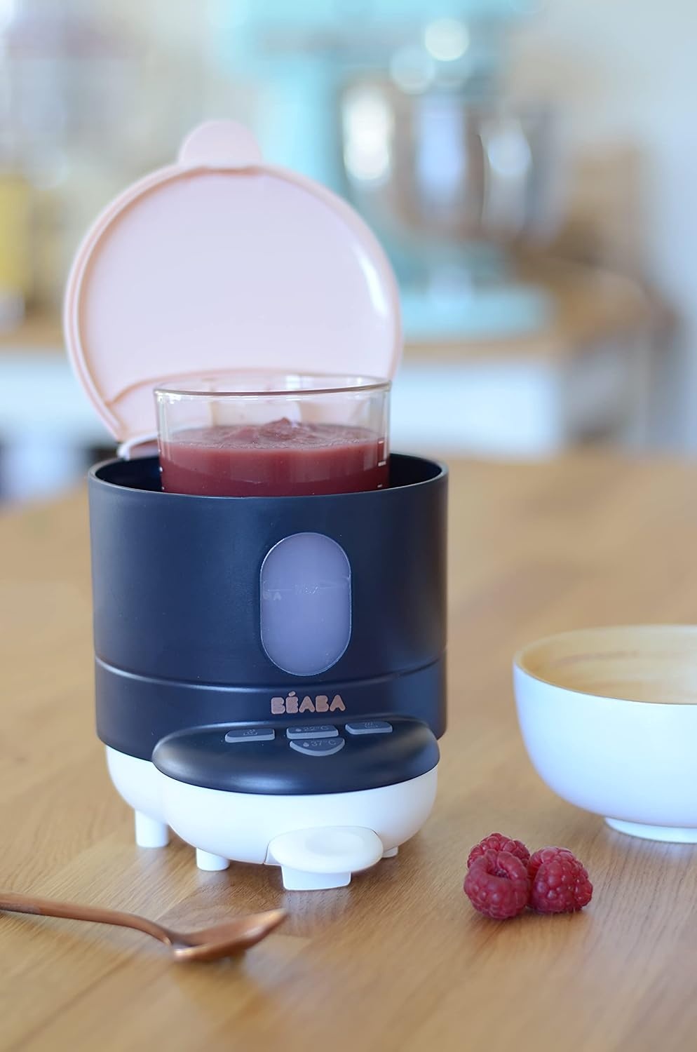 BÉABA - Bib'expresso - Flessenmaker voor baby's en peuters - Snelle bediening met één hand - Instelbare temperatuur - Eenvoudig, intuïtief en compact - nachtblauw