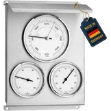 TFA Dostmann analoog weerstation voor buiten, 20.2010.60, met barometer voor weersvoorspelling, met thermometer en hygrometer, zilver, van roestvrij staal, (L) 160 x (B) 68 x (H) 221 mm