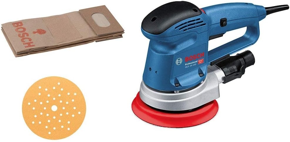 Bosch Professional excenterschuurmachine GEX 34-125 (schuurplateau-⌀ 150 mm, schuurblad C470 voor hout, afzuigingsadapter, in doos)