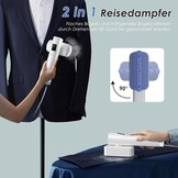 Stoomstrijkijzer, 2-in-1 handstomer voor kleding en strijkijzer voor kleding, 1200 W, 10 minuten continue stoom, 0,8 kg licht, reisstoomstrijkijzerstations, voor onderweg en thuis