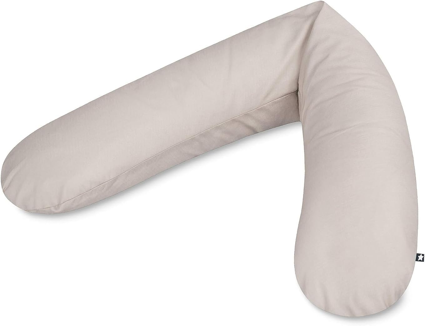 Julius Zöllner Voedingskussen, zwangerschapskussen, steunkussen, bijzonder aangename en soepele vlokkenvulling, katoen, ca. 180 cm, effen taupe