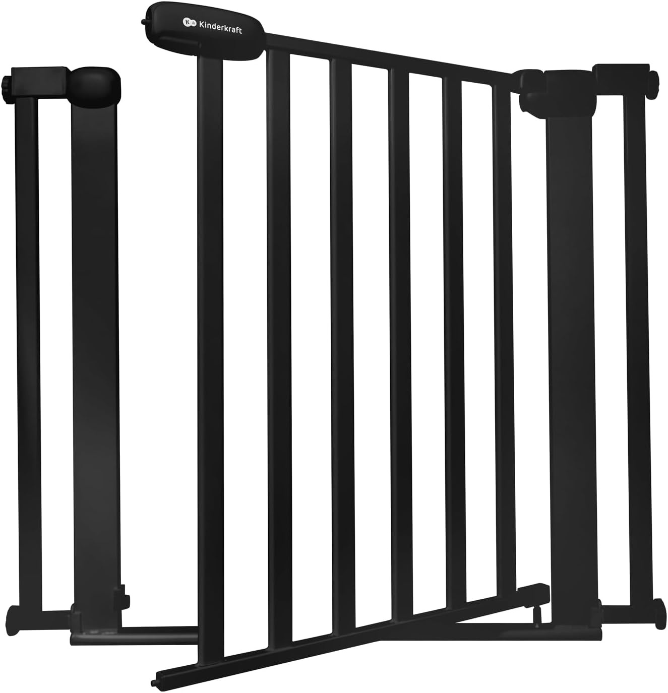 Kinderkraft LOCK&GO Deurveiligheidshek van 75 tot 103 cm, Traphek, opent tot 90 graden, Zonder boren, dubbele beveiliging, zwart